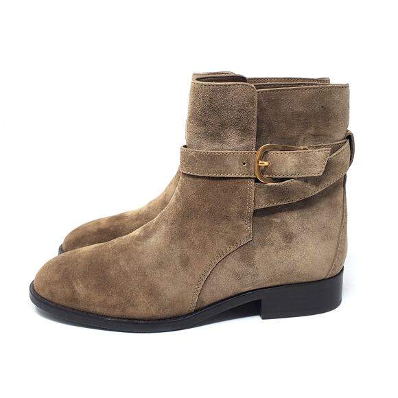 Tory Burch Brooke Ankle Suede Bootie Boots River Rock Brown 78894 Size US 7.5 - Picture 4 of 11